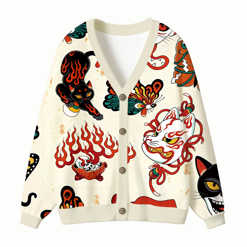 Tokyocanvas Tattoo Japanese Ugly Cardigan Sweatshirt