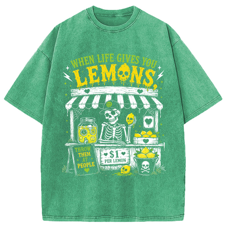 Tokyocanvas	 When Life Gives You Lemons DTG Printing Washed T-Shirt