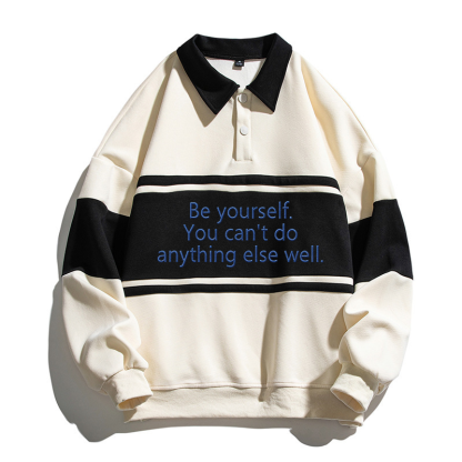 Tokyocanvas Be Yourself Polo Embroidered Sweatshirt