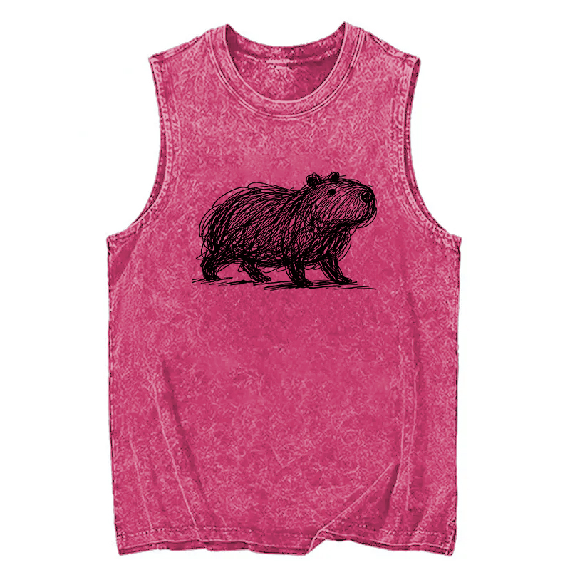 Tokyocanvas Minimalist Capybara Washed Tank