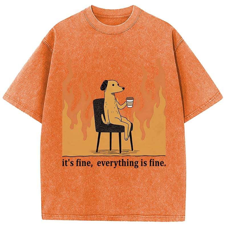 Tokyocanvas Dog in Fire Washed T-Shirt