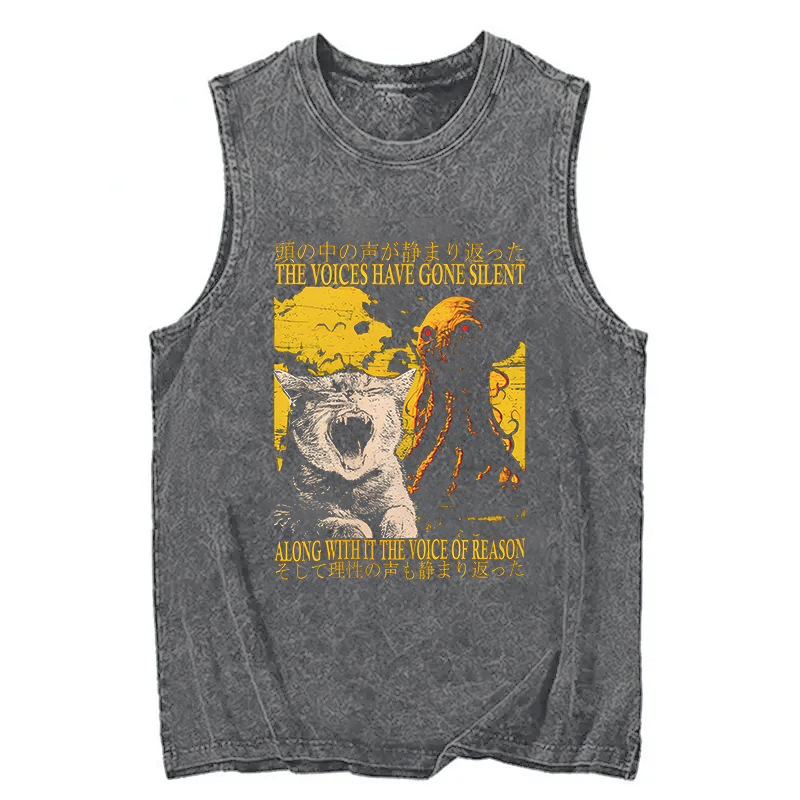 Tokyocanvas The Voices Have Gone Silent Cat Funny Washed Tank