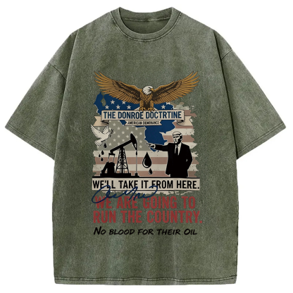 Tokyocanvas Donroe Doctrine Meme Washed T-Shirt