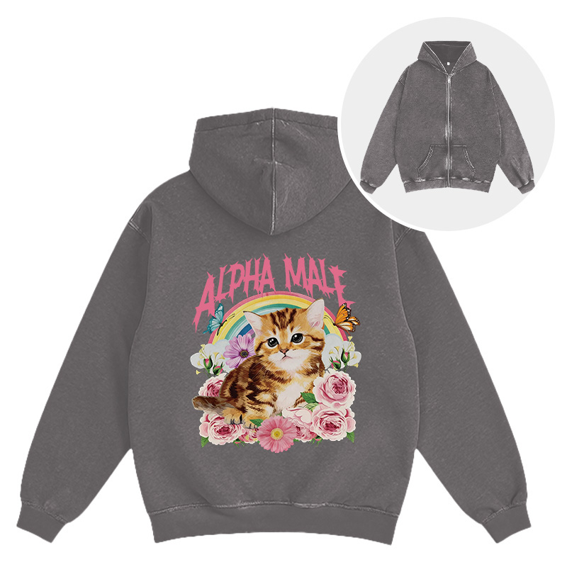 Tokyocanvas Alpha Male Washed Zip Hoodie