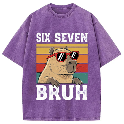 Tokyocanvas Funny Six Seven Capybara Washed T-Shirt