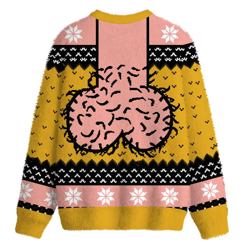 Tokyocanvas Hilarious Naughty Yellow Fuzzy Christmas Ugly Sweatshirt