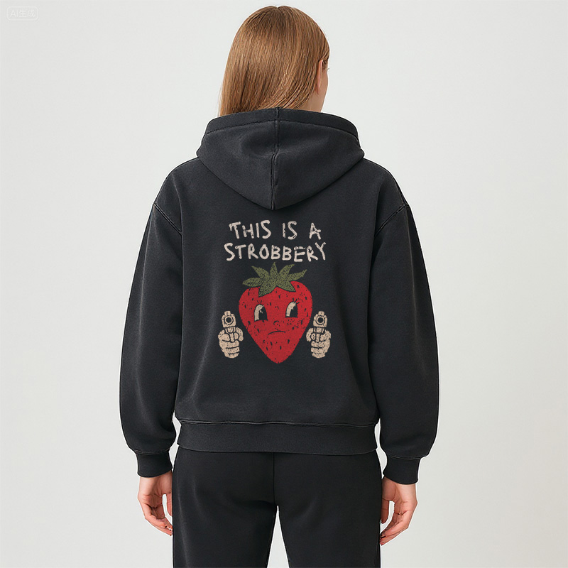 Tokyocanvas This is a Strawberry Washed Zip Hoodie