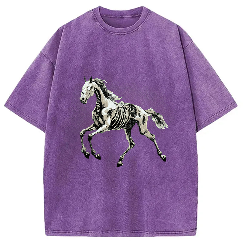 Tokyocanvas Horse Funny Meme Vintage Washed T-Shirt