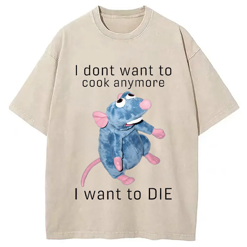 Tokyocanvas I Don't Want To Cook Anymore I Want To Die Rat Washed T-Shirt