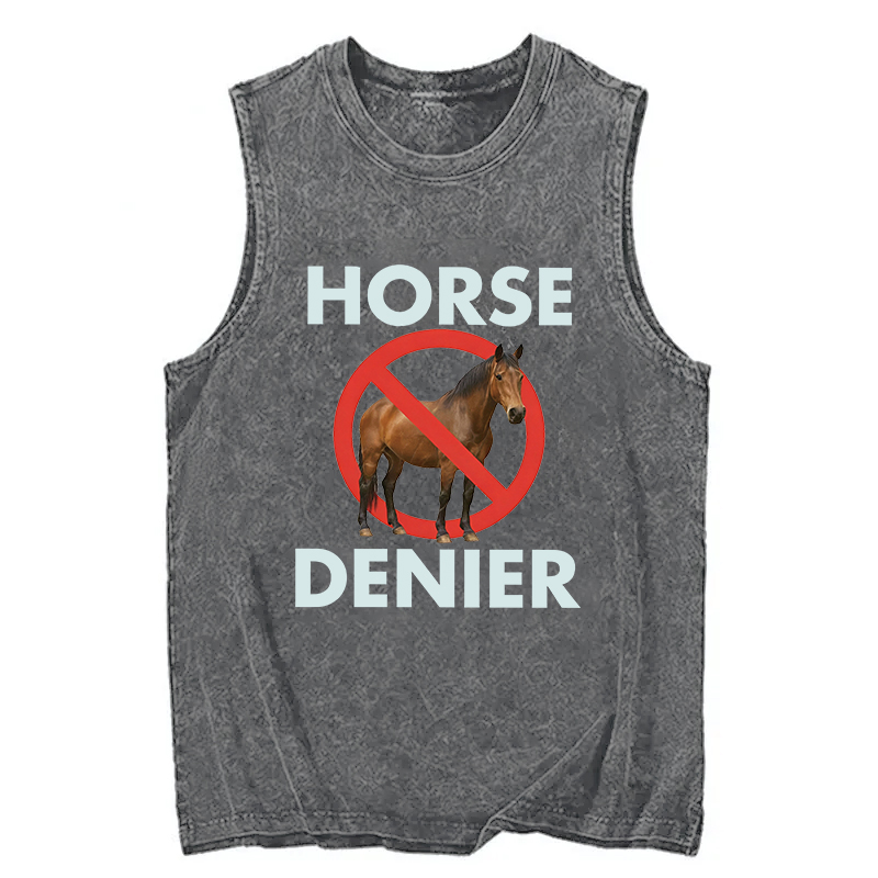 Tokyocanvas Funny Horse Denier Conspiracy Theory Washed Tank