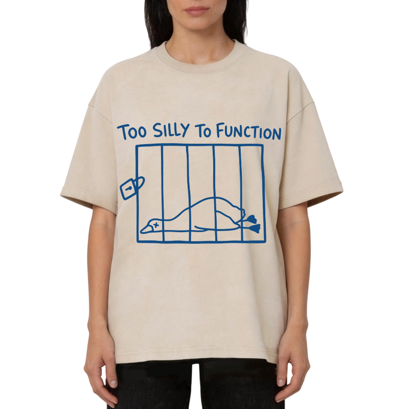 Tokyocanvas Too Silly To Function Goose Meme Washed T-Shirt