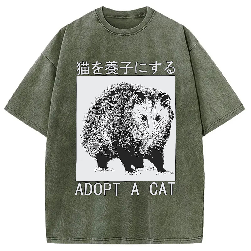 Tokyocanvas Adopt a Cat Japanese Washed T-Shirt