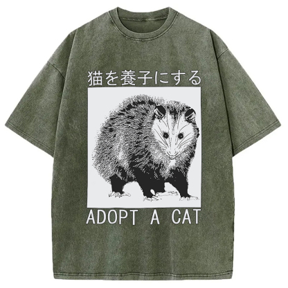 Tokyocanvas Adopt a Cat Japanese Washed T-Shirt