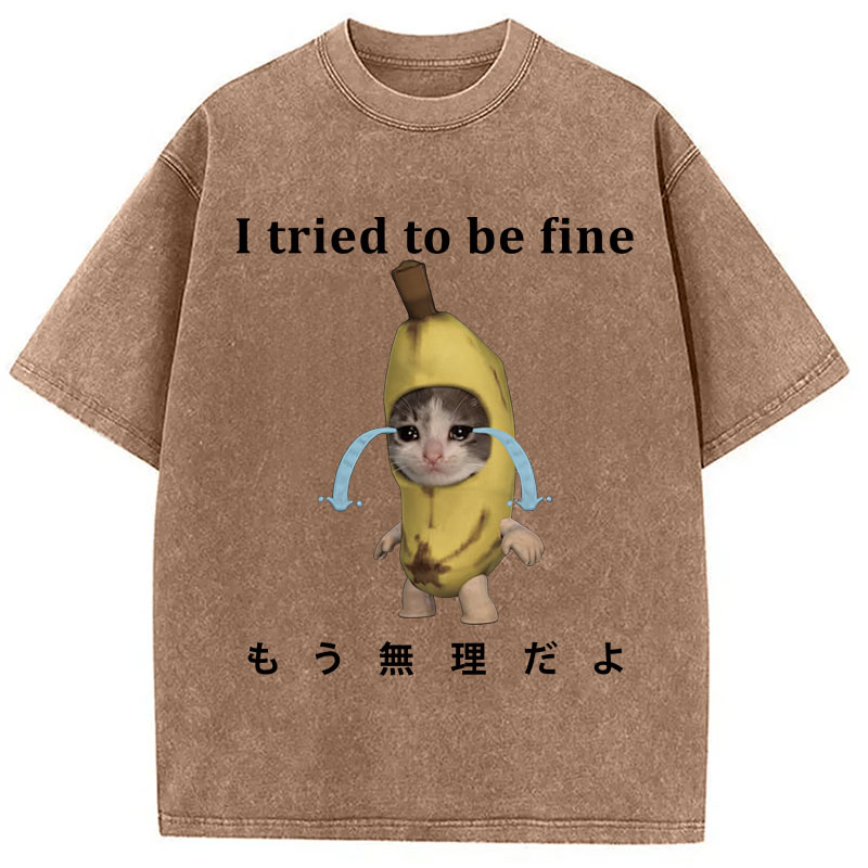 Tokyocanvas Crying Banana Cat Washed T-Shirt