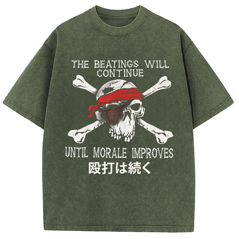Tokyocanvas Beatings Will Continue Pirate Washed T-Shirt