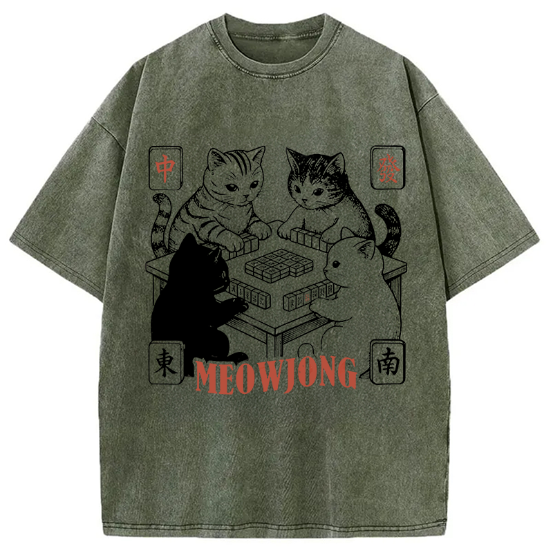 Tokyocanvas Meowjong Washed T-Shirt