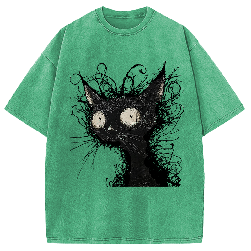 Tokyocanvas Crazy Cat Art Washed T-Shirt