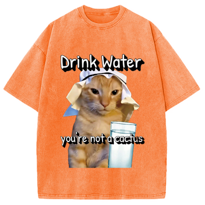 Tokyocanvas Drink Water Washed T-Shirt