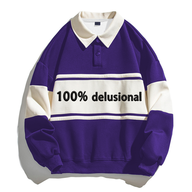 Tokyocanvas 100% Delusional Polo Embroidered Sweatshirt