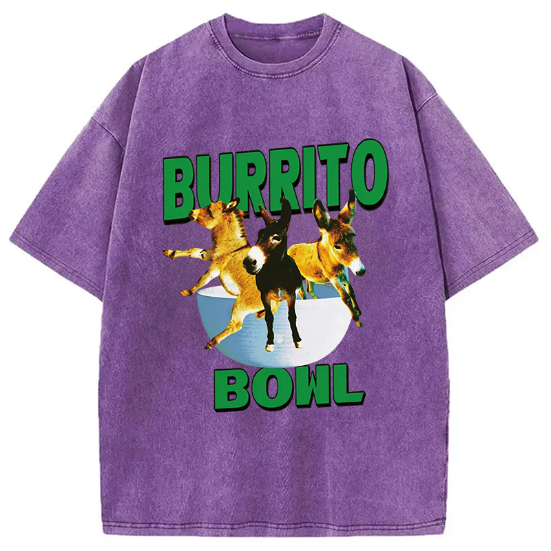 Tokyocanvas Burrito Bowl Donkey Funny Meme Washed T-Shirt