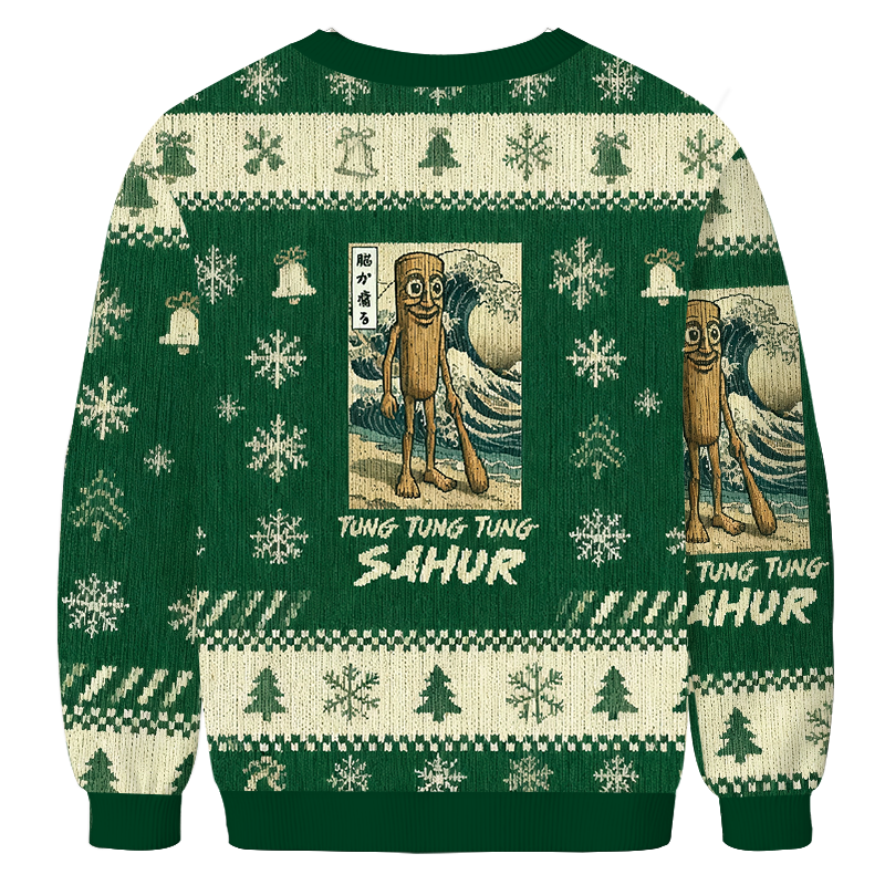 Tokyocanvas Tung Tung Tung Sahur Brainrot Christmas Ugly Sweatshirt
