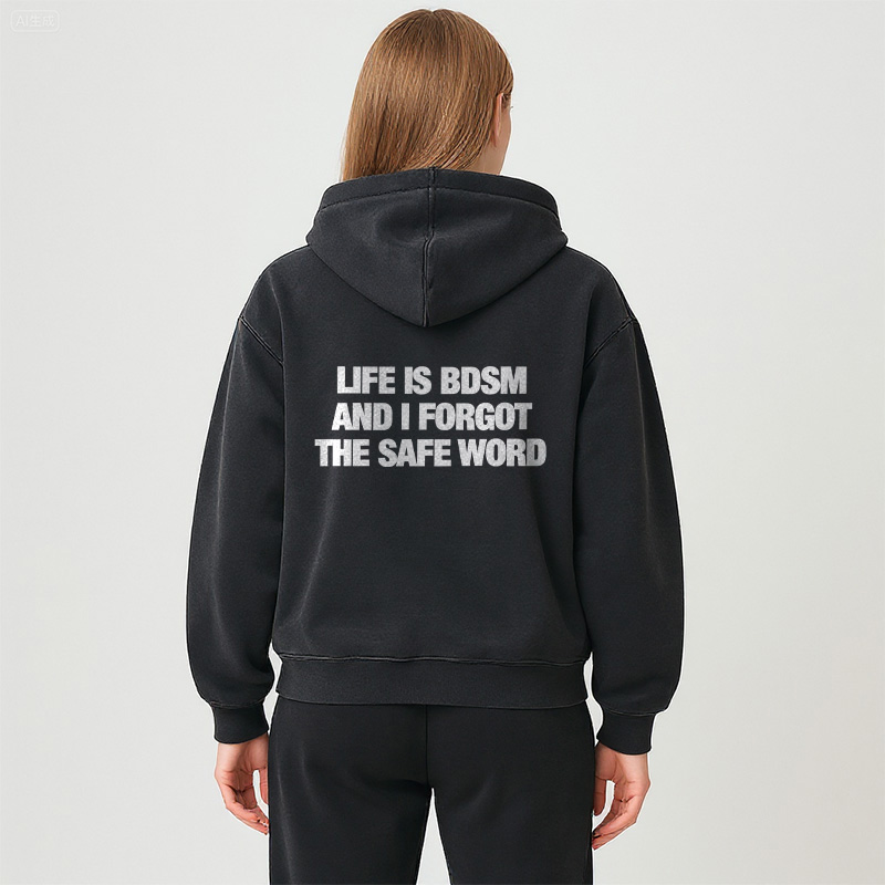 Tokyocanvas Life Is BDSM Washed Zip Hoodie