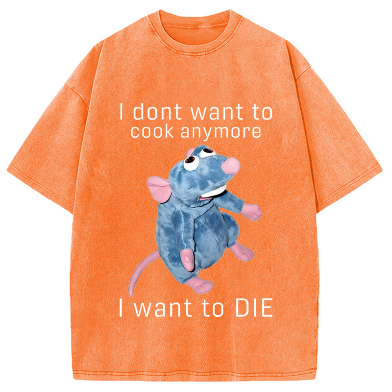 Tokyocanvas I Don't Want To Cook Anymore I Want To Die Rat Washed T-Shirt