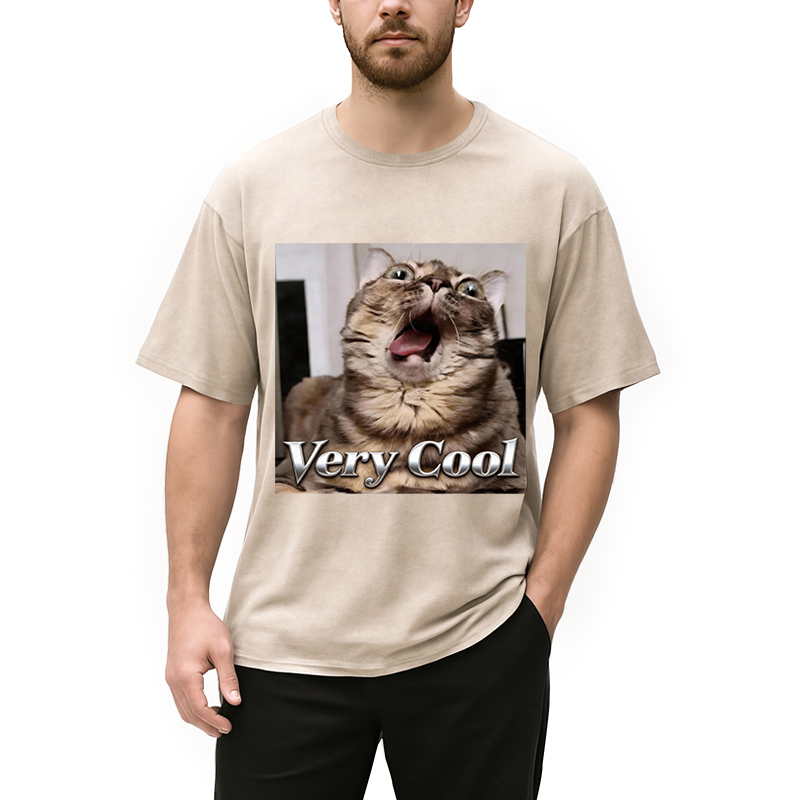 Tokyocanvas Very Cool Funny Cat Meme Washed T-Shirt