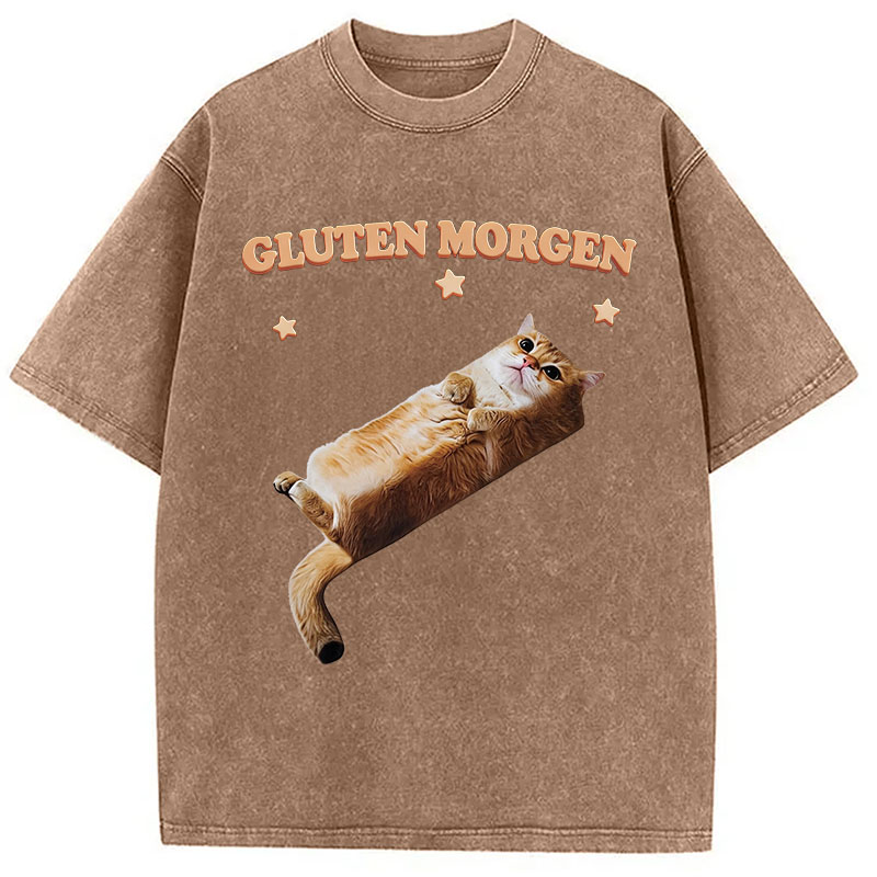 Tokyocanvas Gluten Morgen Cat Washed T-Shirt
