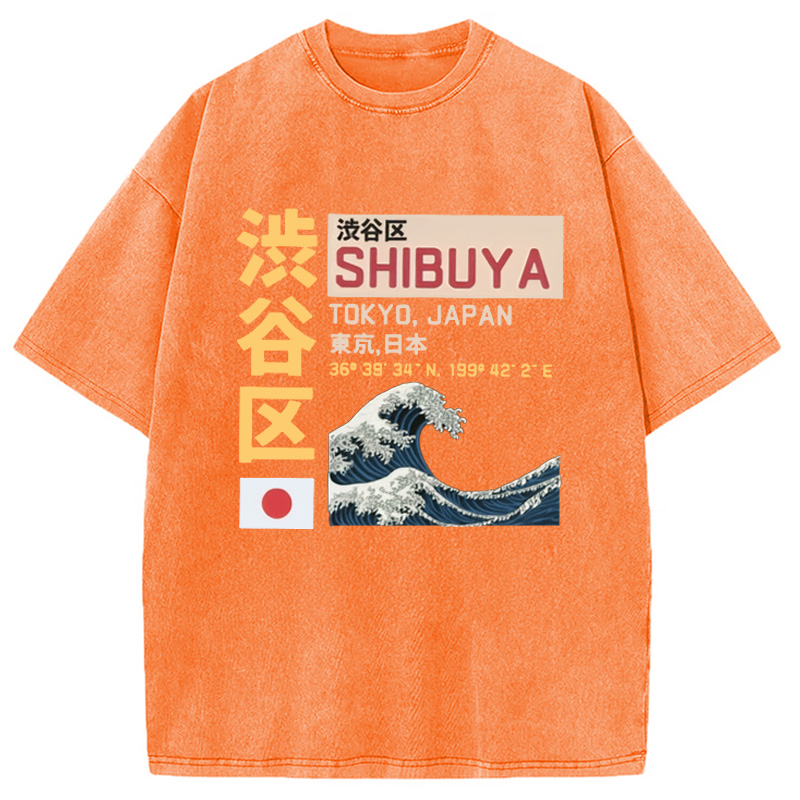 Tokyocanvas Shibuya Tokyo Japan Acid Washed T-Shirt