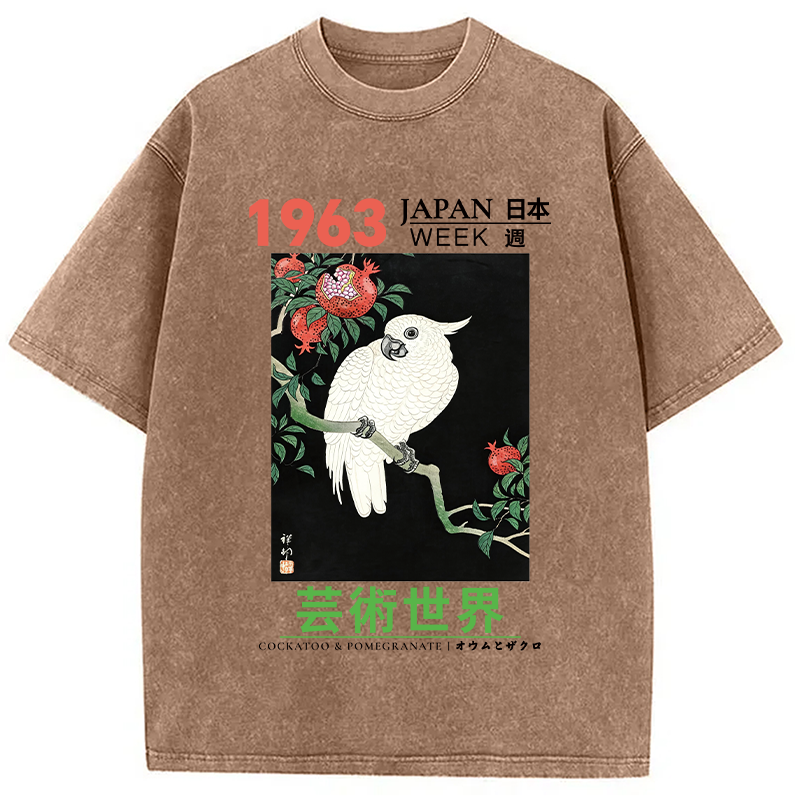 Tokyocanvas Cockatoo & Pomegranate Washed T-Shirt