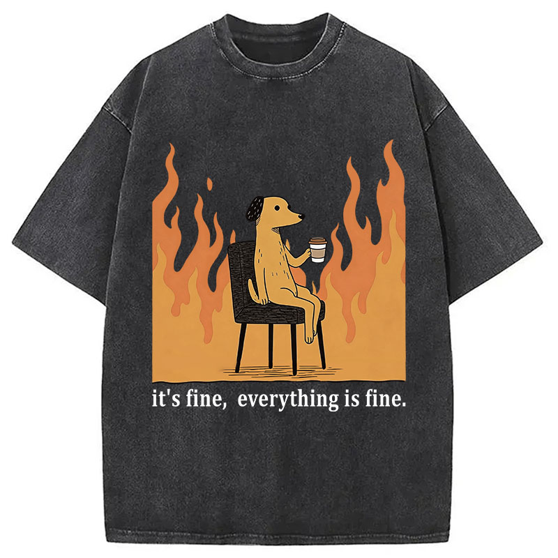 Tokyocanvas Dog in Fire Washed T-Shirt