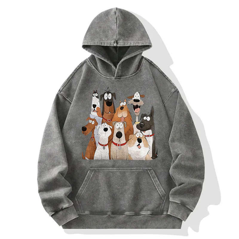 Tokyocanvas Funny Cute Dog Art Print Washed Hoodie