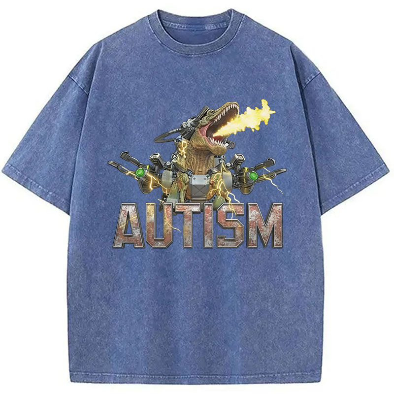 Tokyocanvas Autism Dinosaur Washed T-Shirt