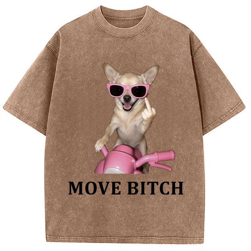 Tokyocanvas Move! Cute Chihuahua Washed T-Shirt