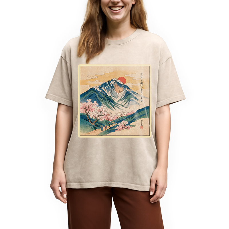 Tokyocanvas CVintage Japanese Mountain Sakura Washed T-Shirt