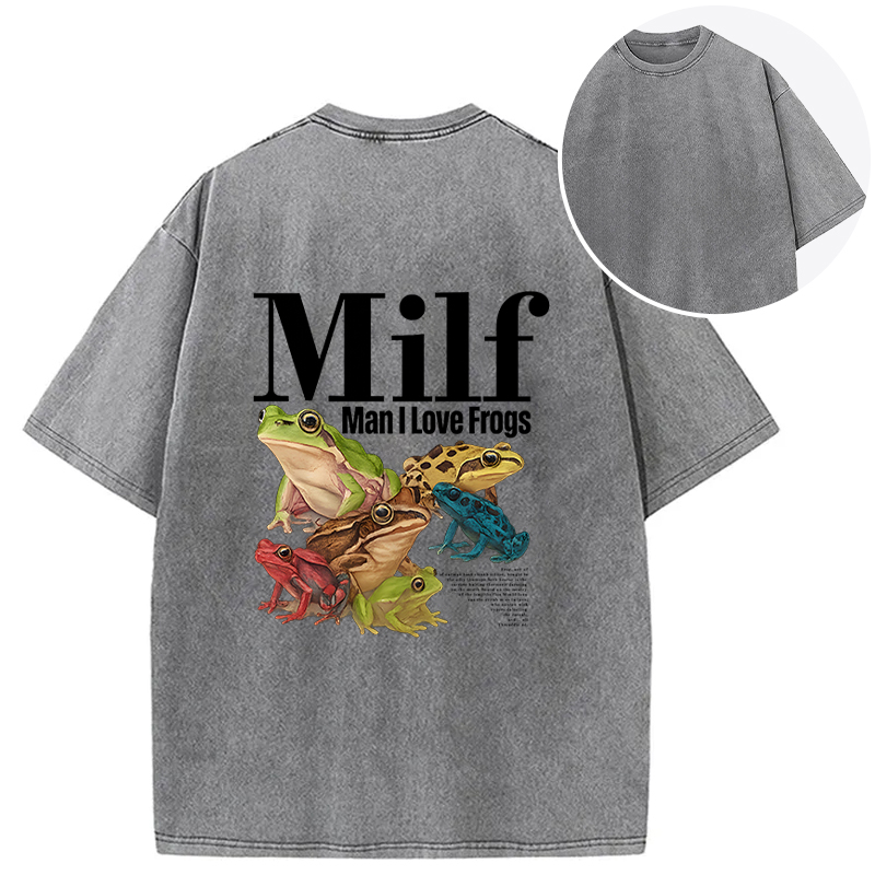 Tokyocanvas Man I Love Frogs Meme Back Washed T-Shirt