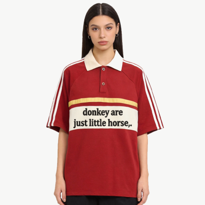 Tokyocanvas Donkey Are Jsut Little Horse Polo Embroidered T-Shirt