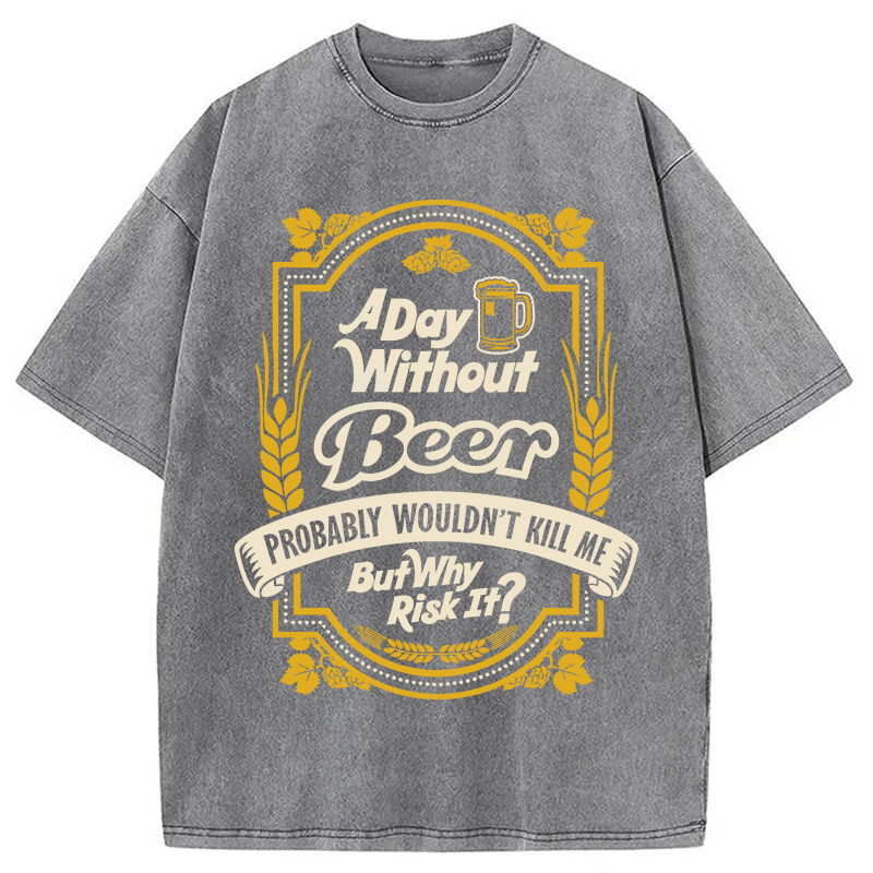 Tokyocanvas A Day Without Beer? Washed T-Shirt
