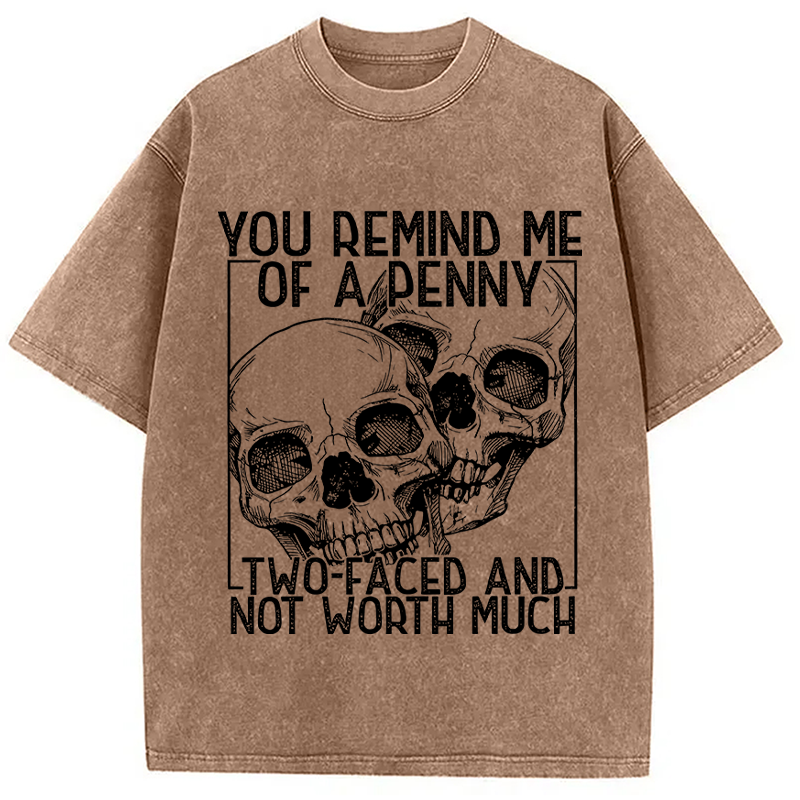 Tokyocanvas You Remind Me Of A Penny Two Faced And not Worth Much Washed T-Shirt