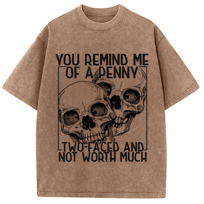 Tokyocanvas You Remind Me Of A Penny Two Faced And not Worth Much Washed T-Shirt