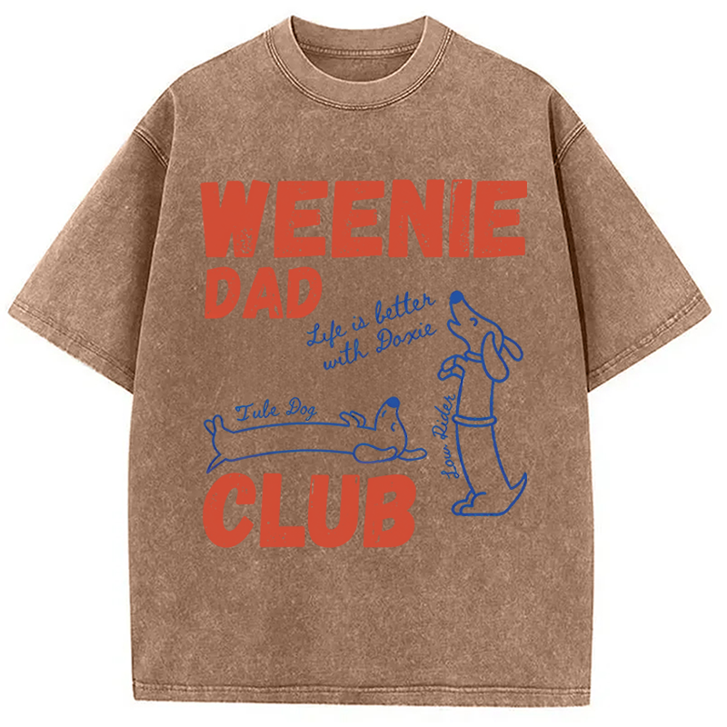 Tokyocanvas Dachshund Dad Club Meme Washed T-Shirt