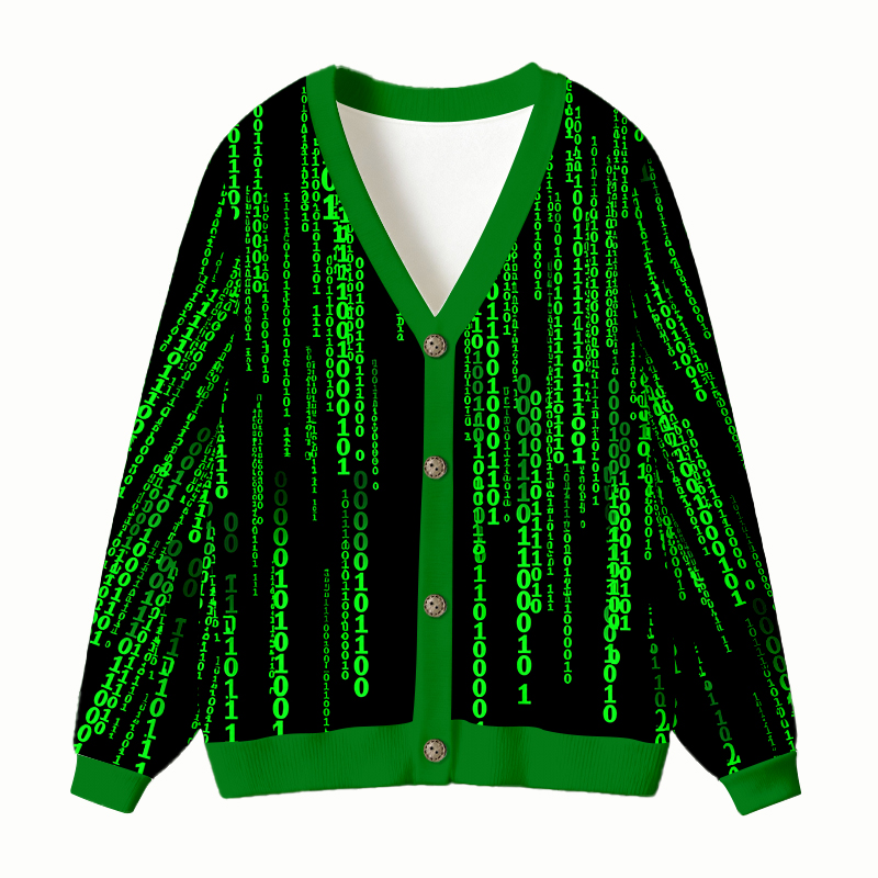 Tokyocanvas The Matrix Black Green Ugly Cardigan Sweatshirt