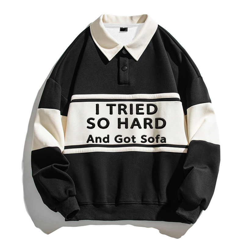 Tokyocanvas I Tried So Hard And Got Sofa Polo Embroidered Sweatshirt