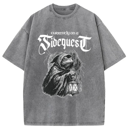Tokyocanvas Funny Frog Sidequest Washed T-Shirt