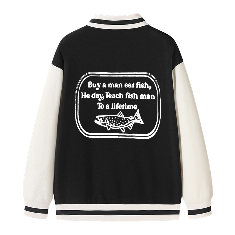 Tokyocanvas Teach fish man To a lifetime Varsity Jacket