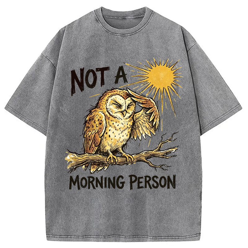 Tokyocanvas Grumpy Owl Not A Morning Person Funny Washed T-Shirt