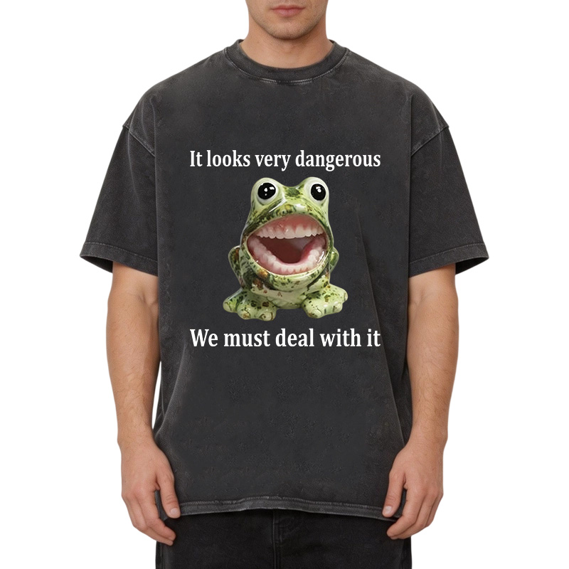Tokyocanvas It Looks Very Dangerous Frog Washed T-Shirt