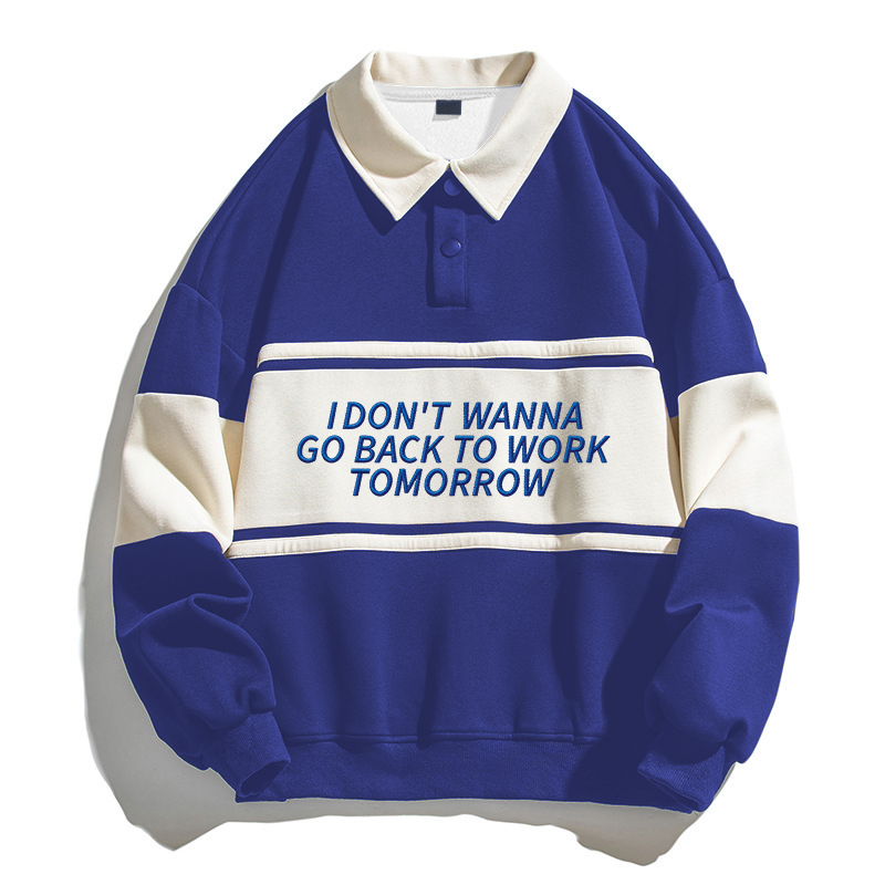 Tokyocanvas Don't Want Work Polo Embroidered Sweatshirt