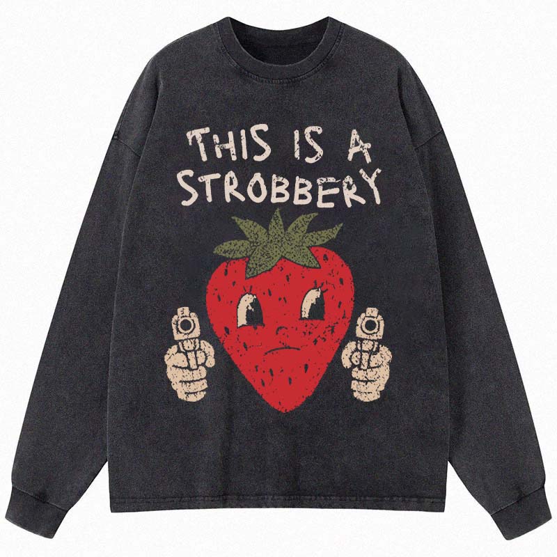 Tokyocanvas This is a Strawberry Long Sleeve Washed T-Shirt